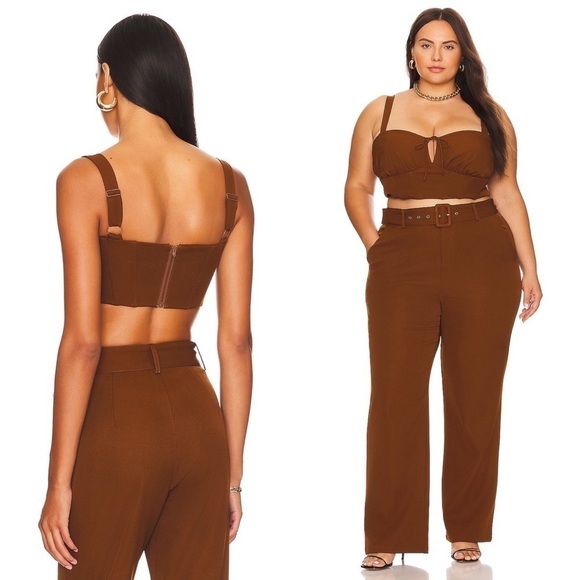 NWT REVOLVE 90s Sleeveless Cutout Tie Front Square Neck Bustier Cropped Top M - Picture 2 of 7